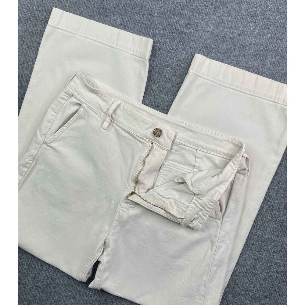 American Giant Pants Women's 14 Wide Leg Cream Cotton Stretch Utility